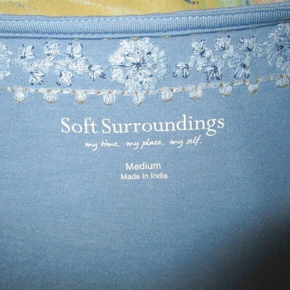 Soft Surroundings EMBROIDERED Tory Size M BLOUSE Tunic Top STRETCH Jersey BOHO - Picture 6 of 11